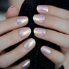 Chrome Iridescent Press On Nails – Short Round Glossy Tips