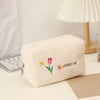 Cute Embroidered Flowers Cosmetic Bag