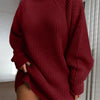 Women Turtleneck Oversized Knitted Dress Autumn Solid Long Sleeve Casual Elegant Mini Sweater Dress Winter Clothes